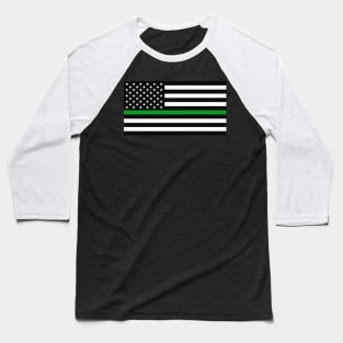 American Flag Thin Green Line Baseball T-Shirt